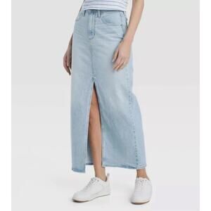 Women's Ultra-High Rise Denim Maxi Skirt - Universal Thread Light Wash